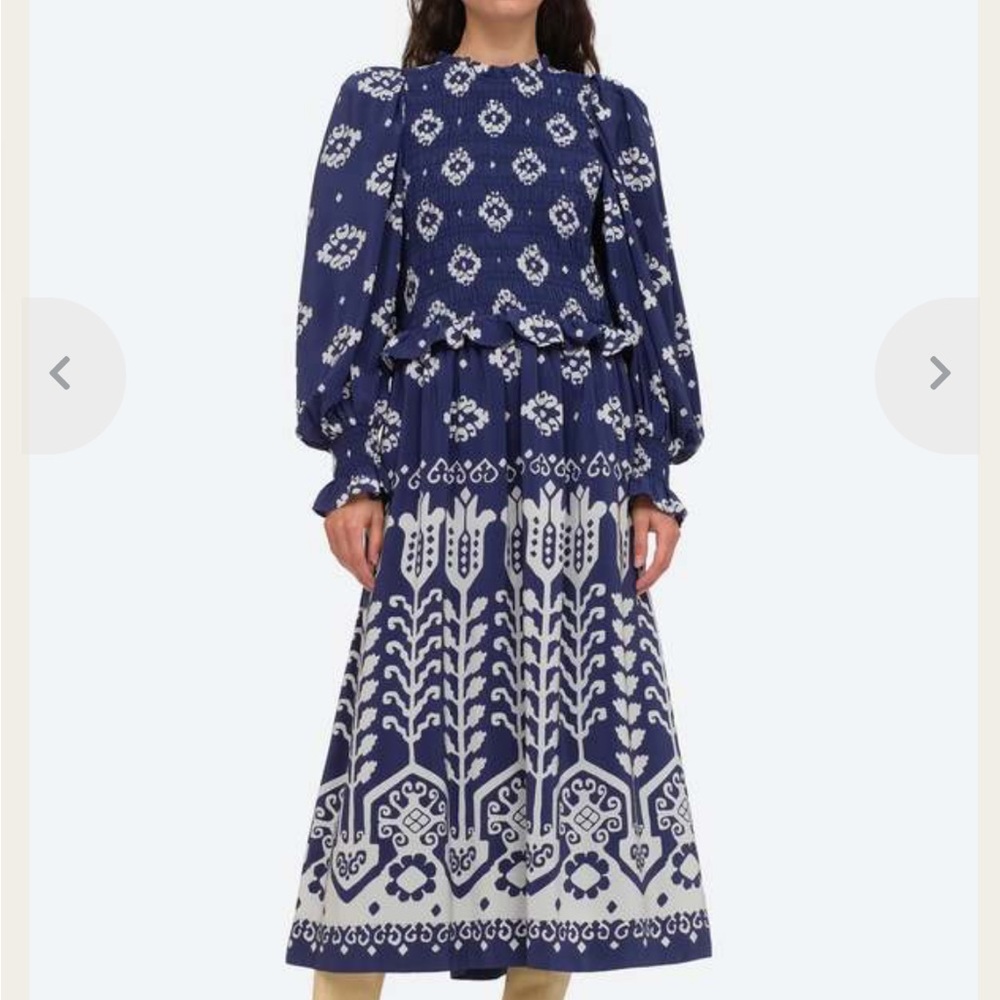 Sea NY The Sonia long sleeve smocked dress features a smocked bodice LS 6 - Picture 6 of 7